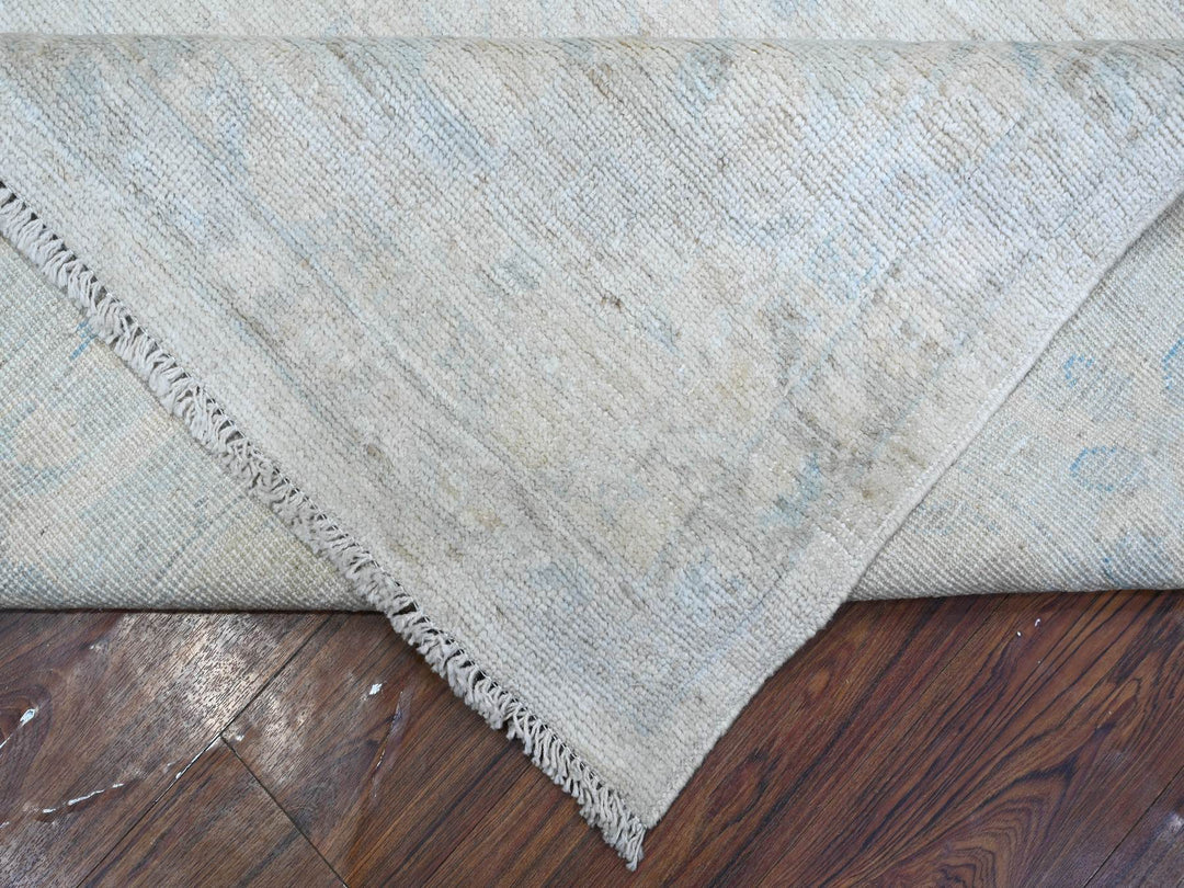 8'11" x 11'8" New Hand Knotted Ivory Wool Rectangle Oriental Rug - MOA10289171