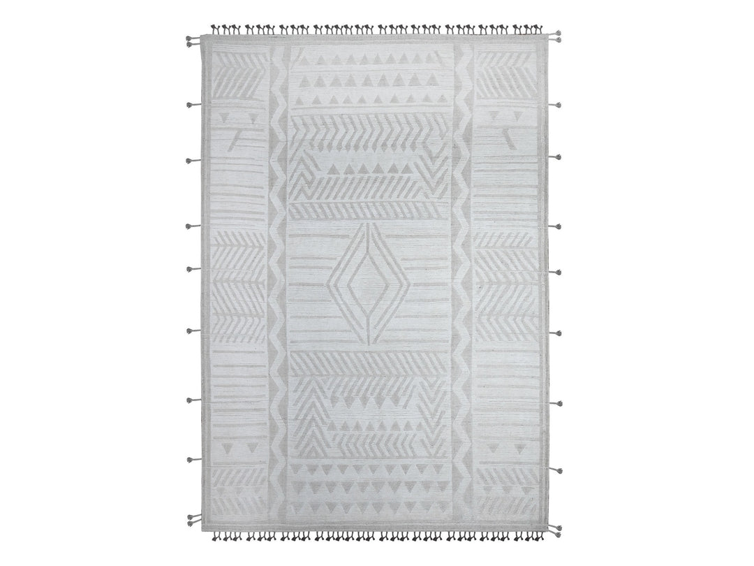 9'11" x 14'2" New Hand Knotted Ivory Wool Rectangle Oriental Rug - MOA10289174