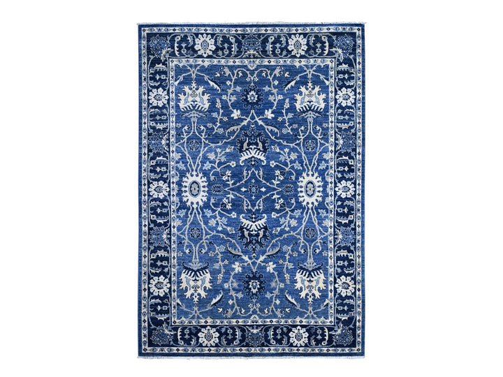 5'11" x 8'10" New Hand Knotted Blue Wool Rectangle Oriental Rug - MOA10289176