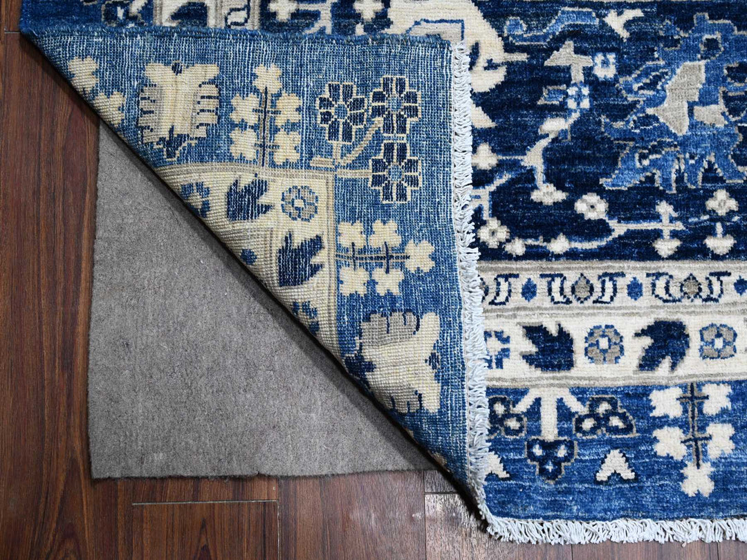 11'10" x 14'5" New Hand Knotted Blue Wool Rectangle Oriental Rug - MOA10289177