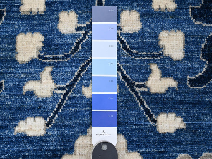 11'10" x 14'5" New Hand Knotted Blue Wool Rectangle Oriental Rug - MOA10289177