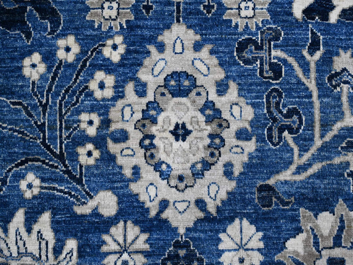 11'10" x 14'5" New Hand Knotted Blue Wool Rectangle Oriental Rug - MOA10289177