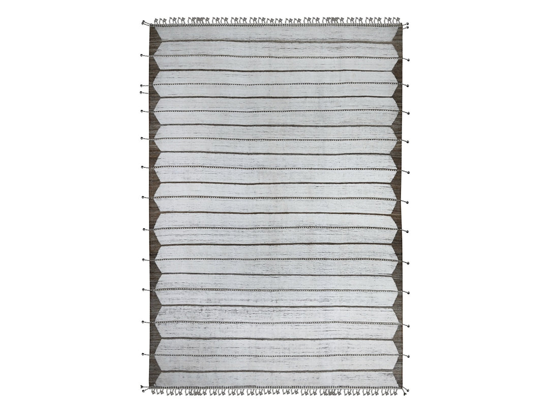 10'0" x 14'5" New Hand Knotted Ivory Wool Rectangle Oriental Rug - MOA10289178