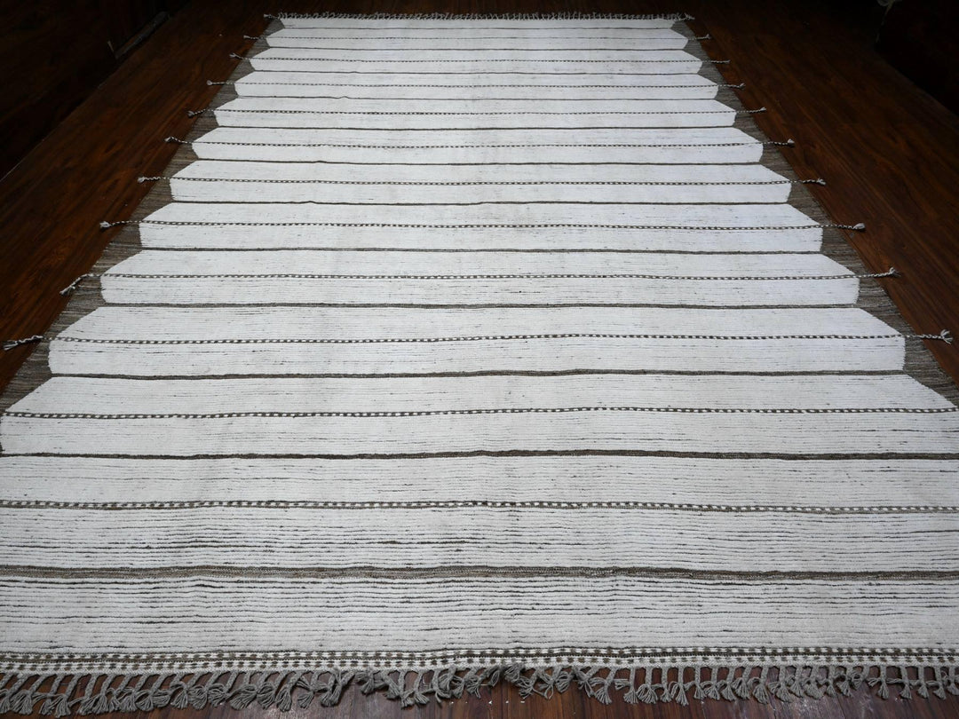 10'0" x 14'5" New Hand Knotted Ivory Wool Rectangle Oriental Rug - MOA10289178