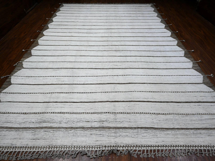 10'0" x 14'5" New Hand Knotted Ivory Wool Rectangle Oriental Rug - MOA10289178