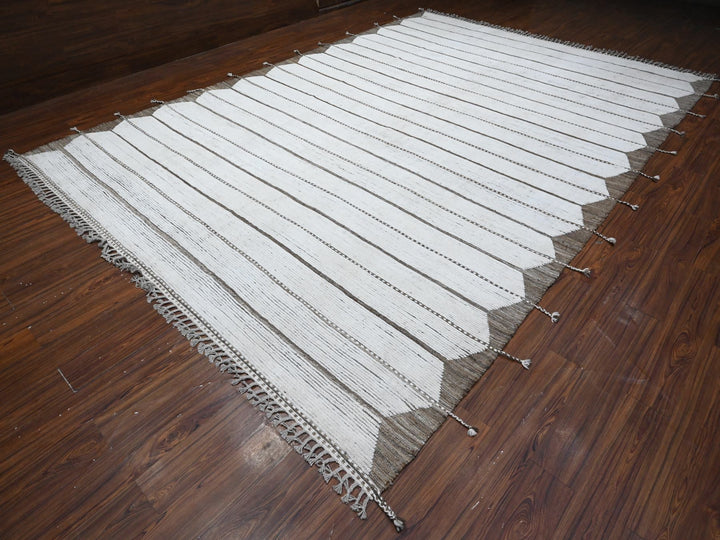 10'0" x 14'5" New Hand Knotted Ivory Wool Rectangle Oriental Rug - MOA10289178