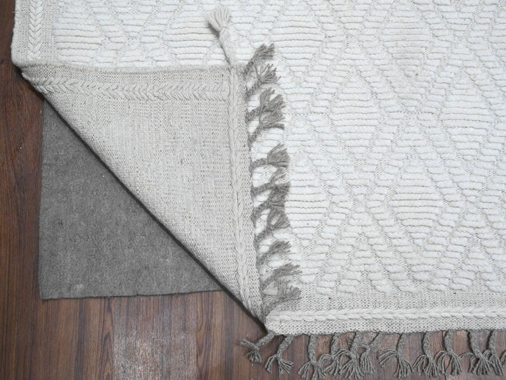 9'1" x 12'1" New Hand Knotted Ivory Wool Rectangle Oriental Rug - MOA10289180