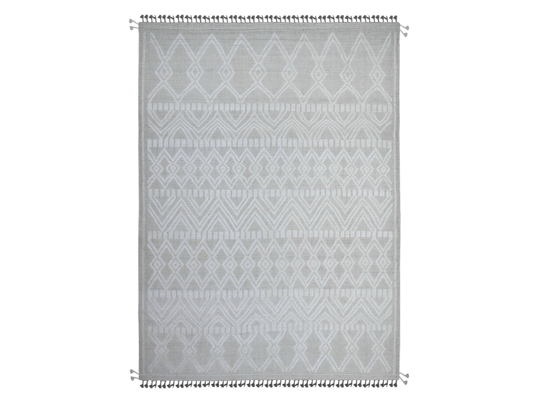 8'11" x 12'3" New Hand Knotted Ivory Wool Rectangle Oriental Rug - MOA10289187