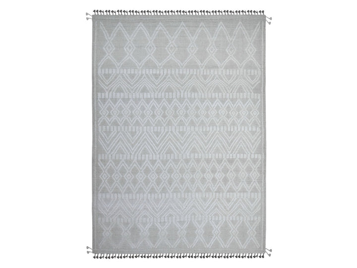 8'11" x 12'3" New Hand Knotted Ivory Wool Rectangle Oriental Rug - MOA10289187