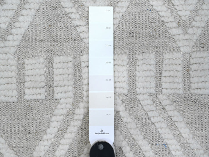 8'11" x 12'3" New Hand Knotted Ivory Wool Rectangle Oriental Rug - MOA10289187