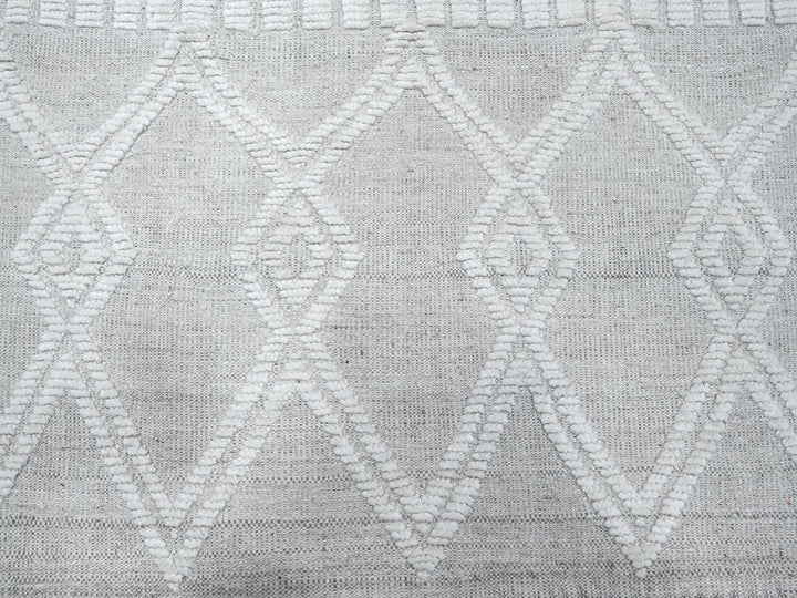 8'11" x 12'3" New Hand Knotted Ivory Wool Rectangle Oriental Rug - MOA10289187