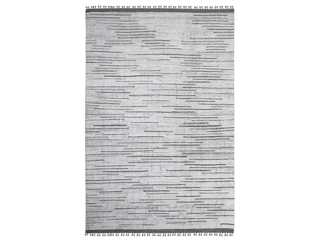 8'11" x 13'2" New Hand Knotted Ivory Wool Rectangle Oriental Rug - MOA10289190