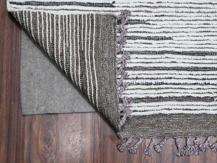 8'11" x 13'2" New Hand Knotted Ivory Wool Rectangle Oriental Rug - MOA10289190