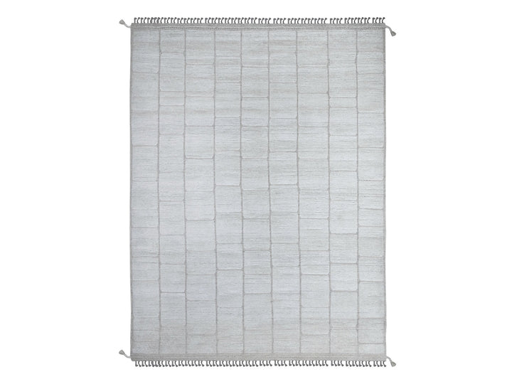 8'0" x 10'7" New Hand Knotted Ivory Wool Rectangle Oriental Rug - MOA10289191