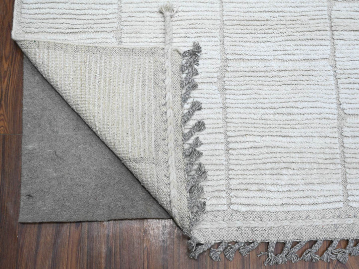 8'0" x 10'7" New Hand Knotted Ivory Wool Rectangle Oriental Rug - MOA10289191