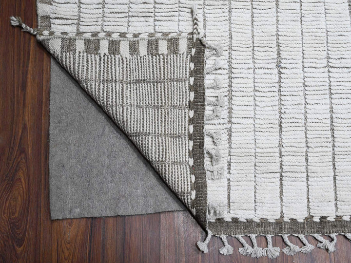12'2" x 15'2" New Hand Knotted Ivory Wool Rectangle Oriental Rug - MOA10289192
