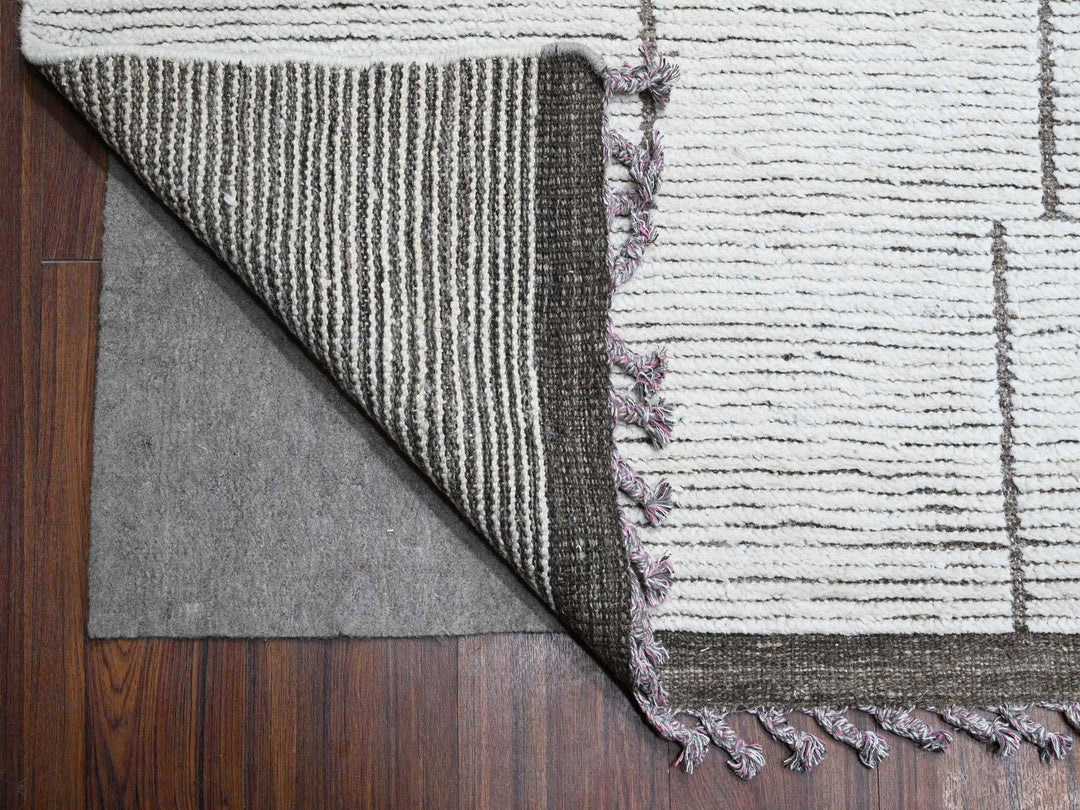 11'11" x 16'2" New Hand Knotted Ivory Wool Rectangle Oriental Rug - MOA10289193