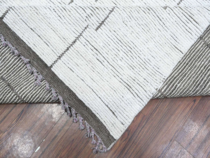 11'11" x 16'2" New Hand Knotted Ivory Wool Rectangle Oriental Rug - MOA10289193