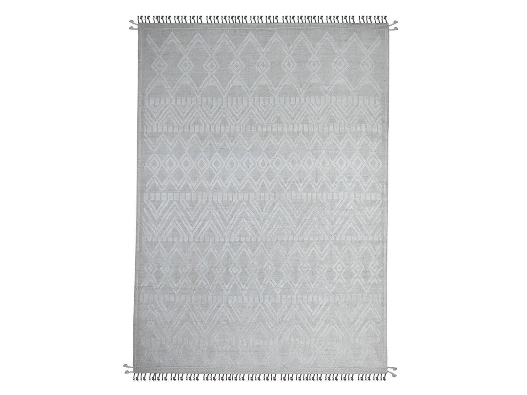 9'0" x 12'6" New Hand Knotted Ivory Wool Rectangle Oriental Rug - MOA10289195