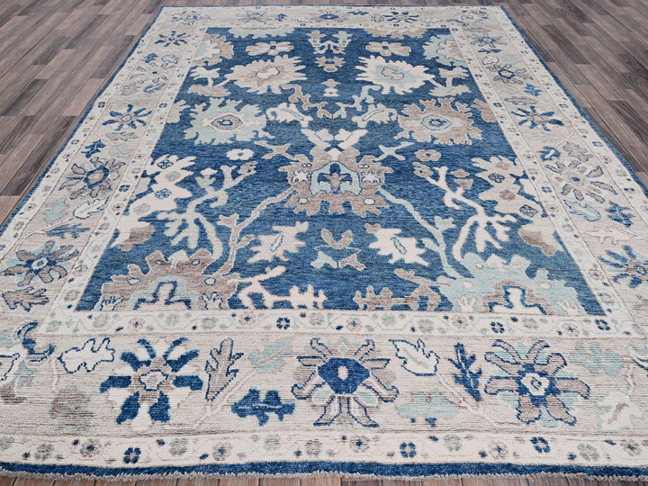8'2" x 10'1" New Hand Knotted Blue Wool Rectangle Oriental Rug - MOA102891