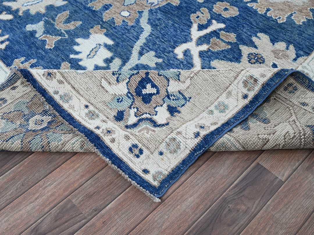 8'2" x 10'1" New Hand Knotted Blue Wool Rectangle Oriental Rug - MOA102891