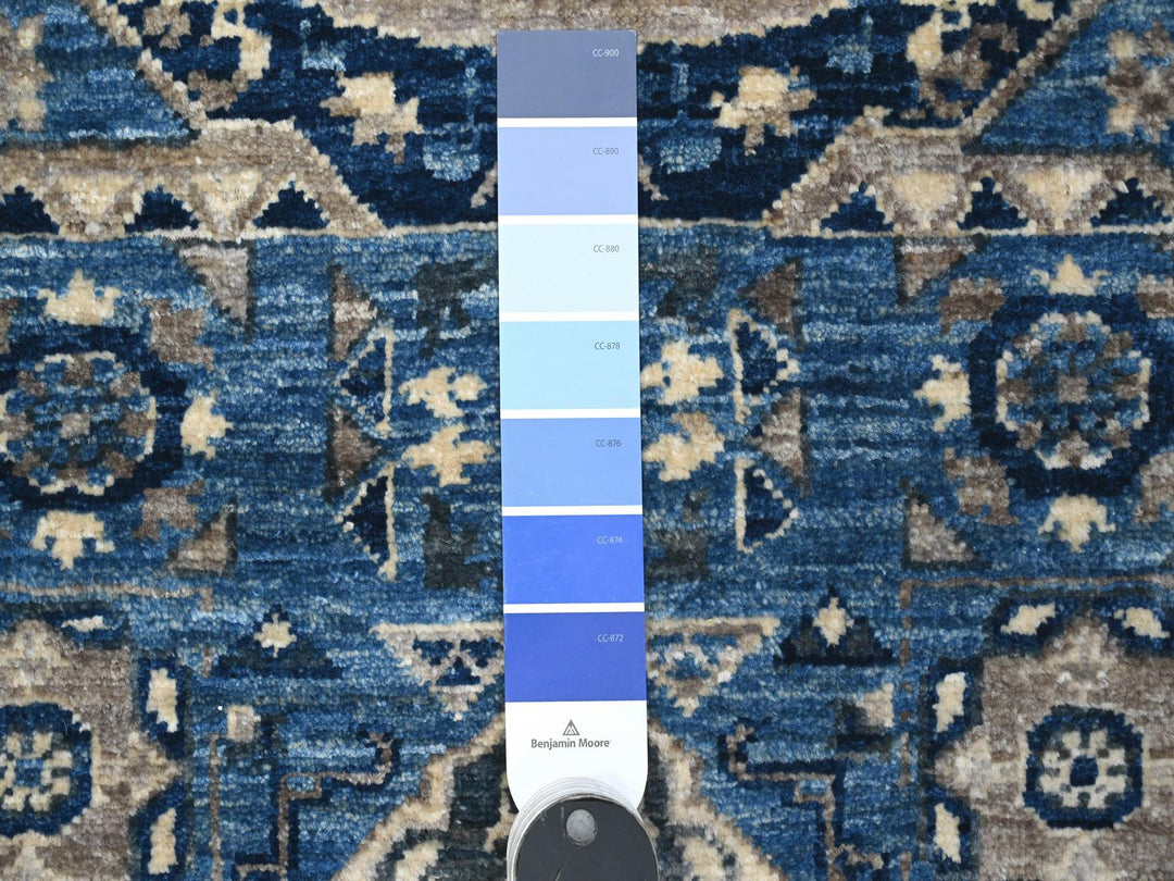 4'1" x 11'6" New Hand Knotted Blue Wool Runner Oriental Rug - MOA10289252