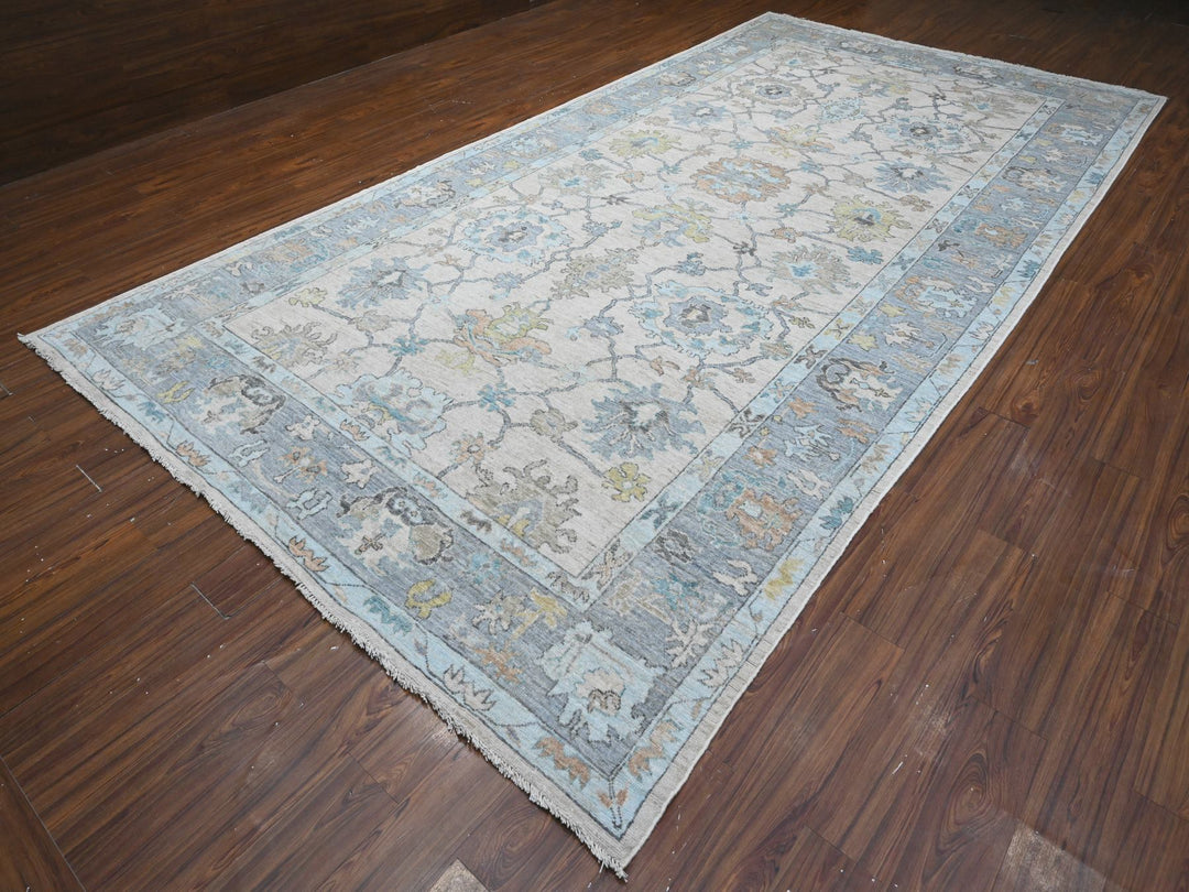 8'1" x 15'7" New Hand Knotted Grey Wool Rectangle Oriental Rug - MOA10289260