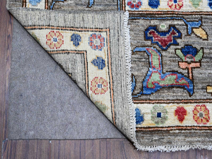 8'10" x 11'7" New Hand Knotted Grey Wool Rectangle Oriental Rug - MOA10289269
