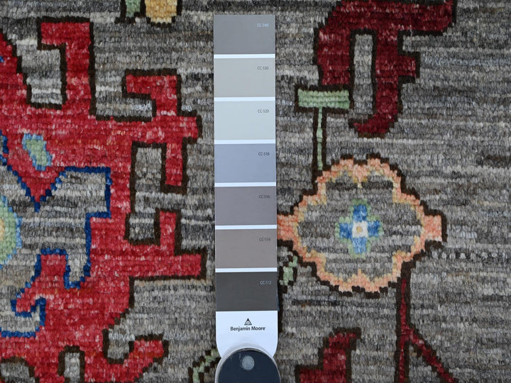 8'10" x 11'7" New Hand Knotted Grey Wool Rectangle Oriental Rug - MOA10289269
