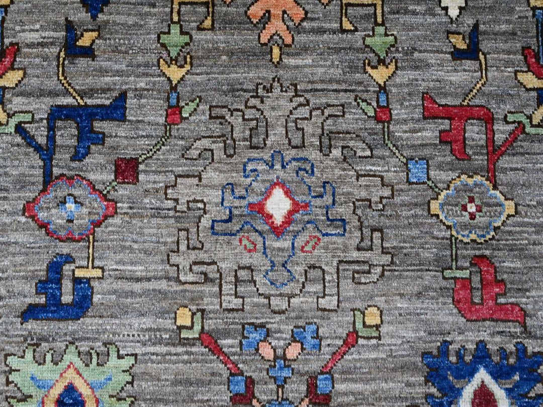 8'10" x 11'7" New Hand Knotted Grey Wool Rectangle Oriental Rug - MOA10289269