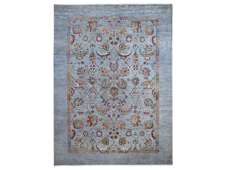 8'10" x 11'11" New Hand Knotted Grey Wool Rectangle Oriental Rug - MOA10289277