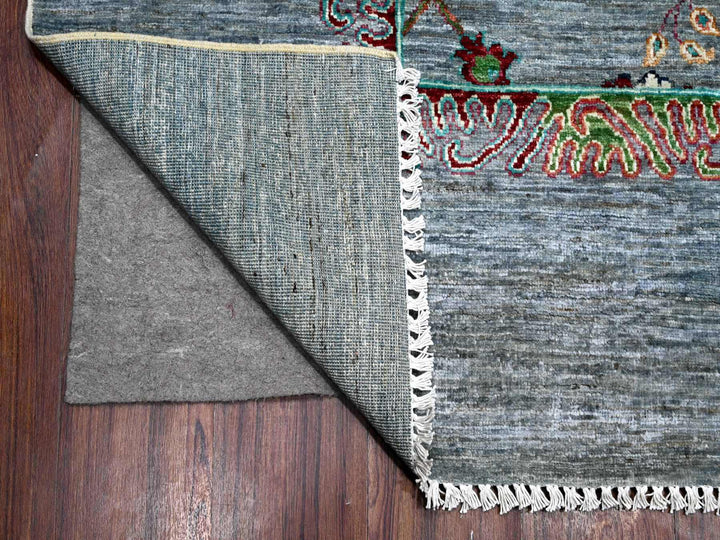 8'10" x 11'11" New Hand Knotted Grey Wool Rectangle Oriental Rug - MOA10289277
