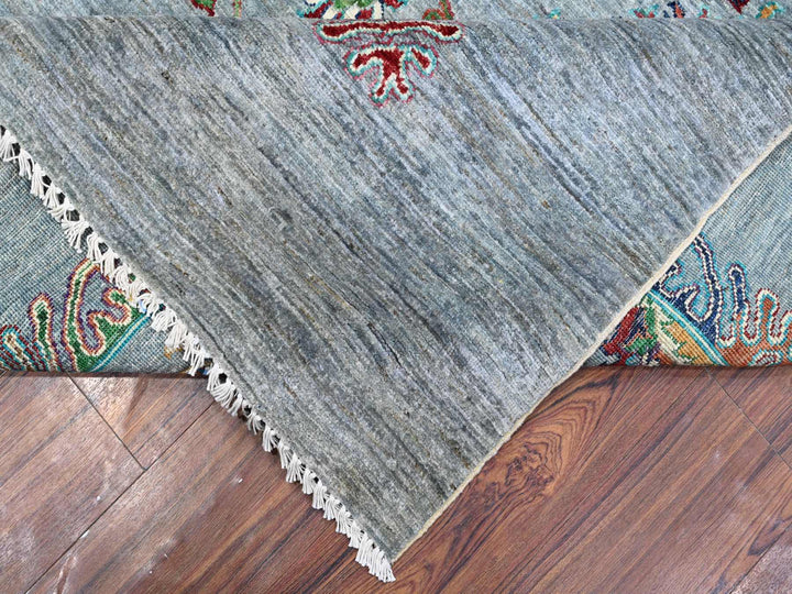 8'10" x 11'11" New Hand Knotted Grey Wool Rectangle Oriental Rug - MOA10289277