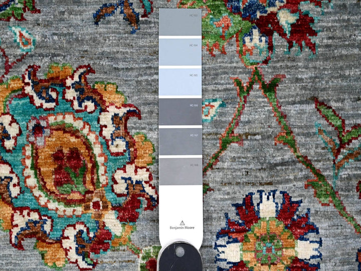 8'10" x 11'11" New Hand Knotted Grey Wool Rectangle Oriental Rug - MOA10289277