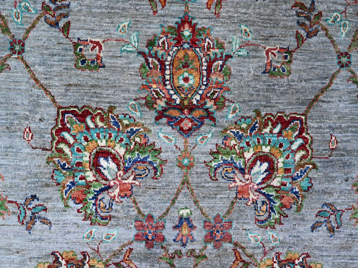 8'10" x 11'11" New Hand Knotted Grey Wool Rectangle Oriental Rug - MOA10289277