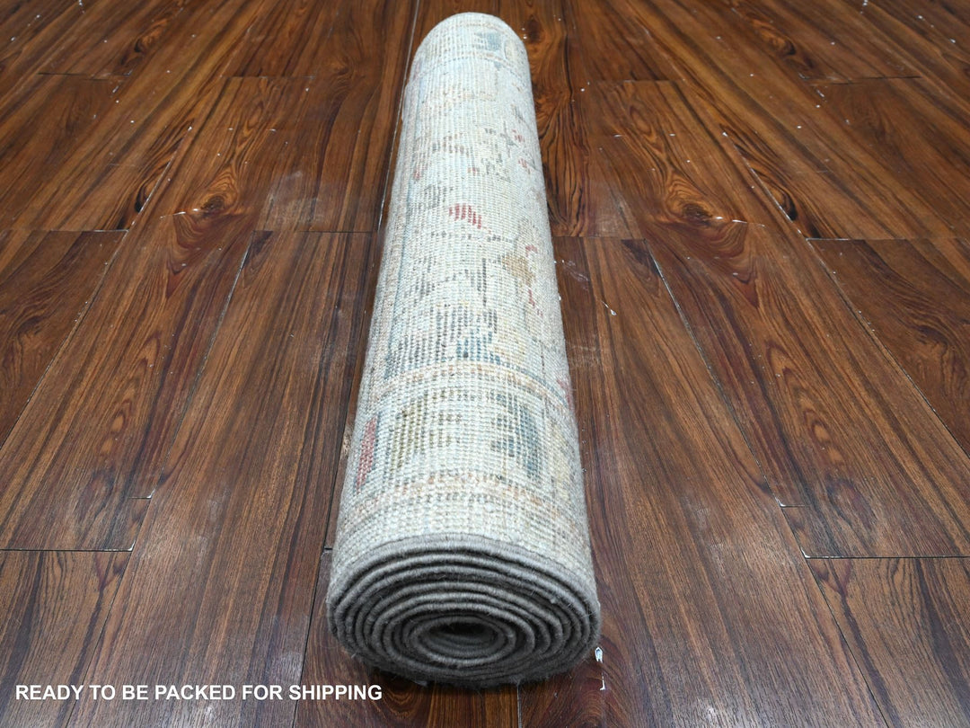 2'9" x 12'0" New Hand Knotted Grey Wool Runner Oriental Rug - MOA10289279