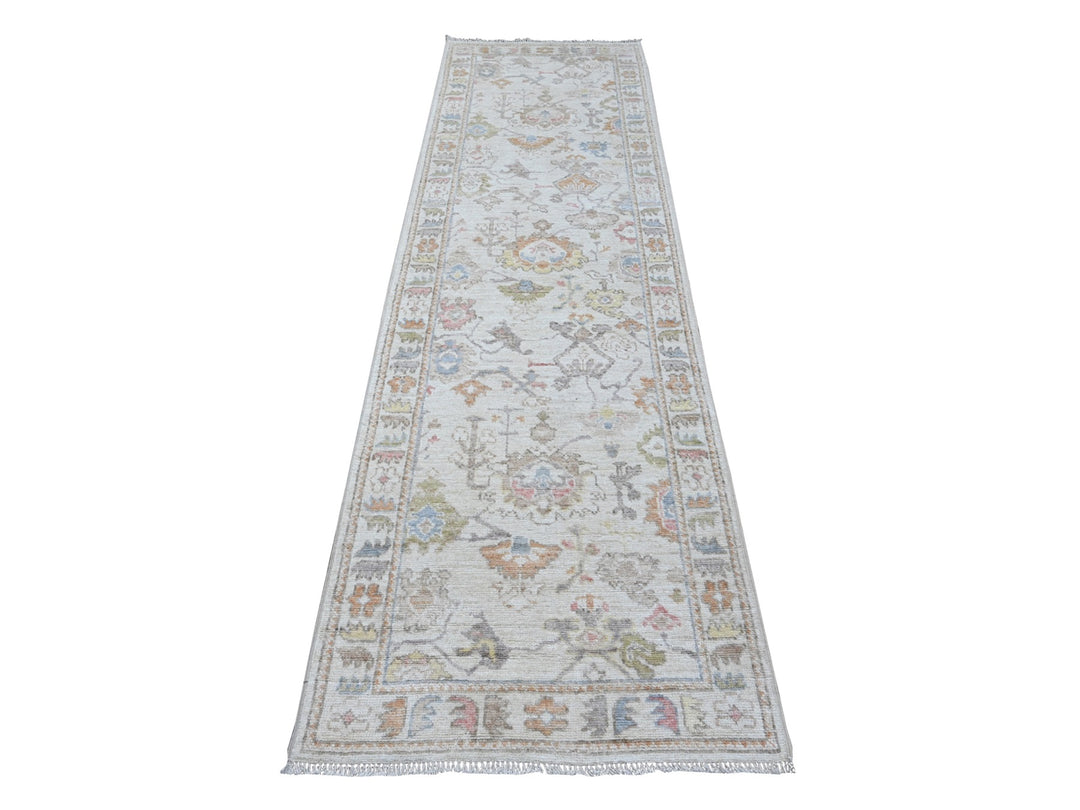 2'10" x 9'11" New Hand Knotted Ivory Wool Runner Oriental Rug - MOA10289283