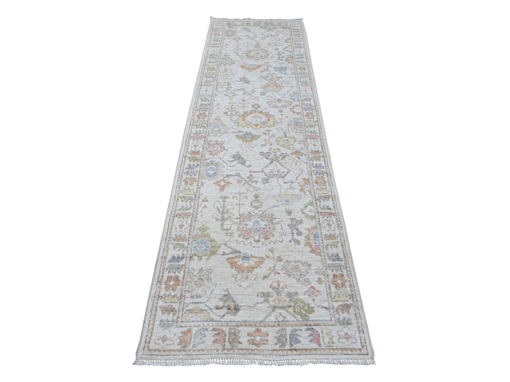 2'10" x 9'11" New Hand Knotted Ivory Wool Runner Oriental Rug - MOA10289283