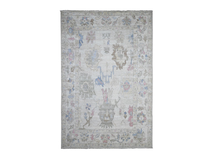 5'9" x 8'9" New Hand Knotted Ivory Wool Rectangle Oriental Rug - MOA10289285