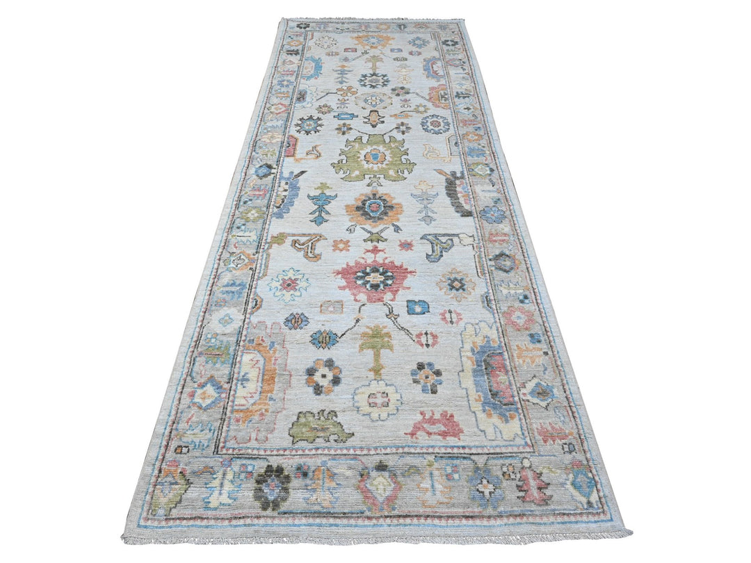 3'11" x 10'8" New Hand Knotted Blue Wool Runner Oriental Rug - MOA10289290