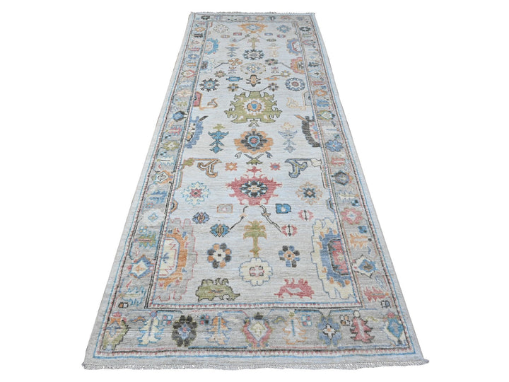 3'11" x 10'8" New Hand Knotted Blue Wool Runner Oriental Rug - MOA10289290