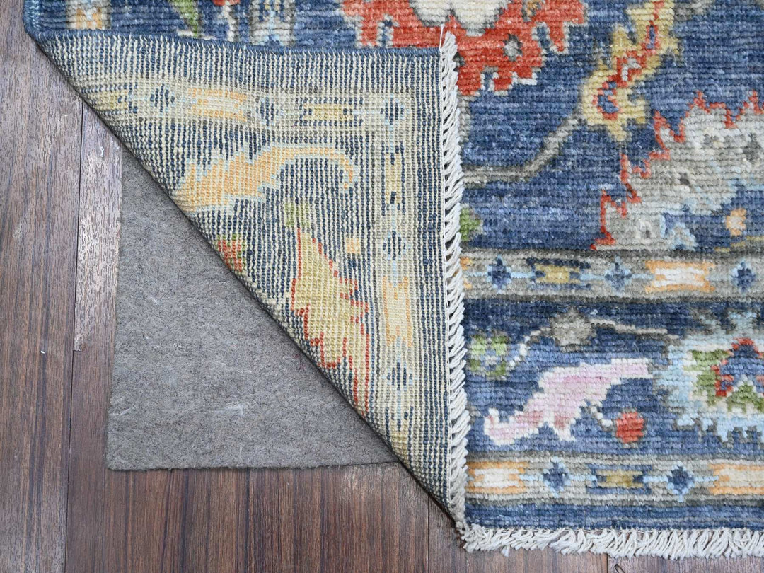 4'1" x 10'7" New Hand Knotted Blue Wool Runner Oriental Rug - MOA10289291