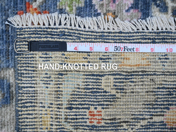 4'1" x 10'7" New Hand Knotted Blue Wool Runner Oriental Rug - MOA10289291