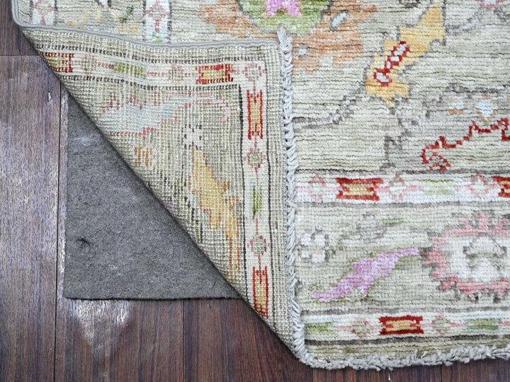 3'9" x 9'7" New Hand Knotted Green Wool Runner Oriental Rug - MOA10289292