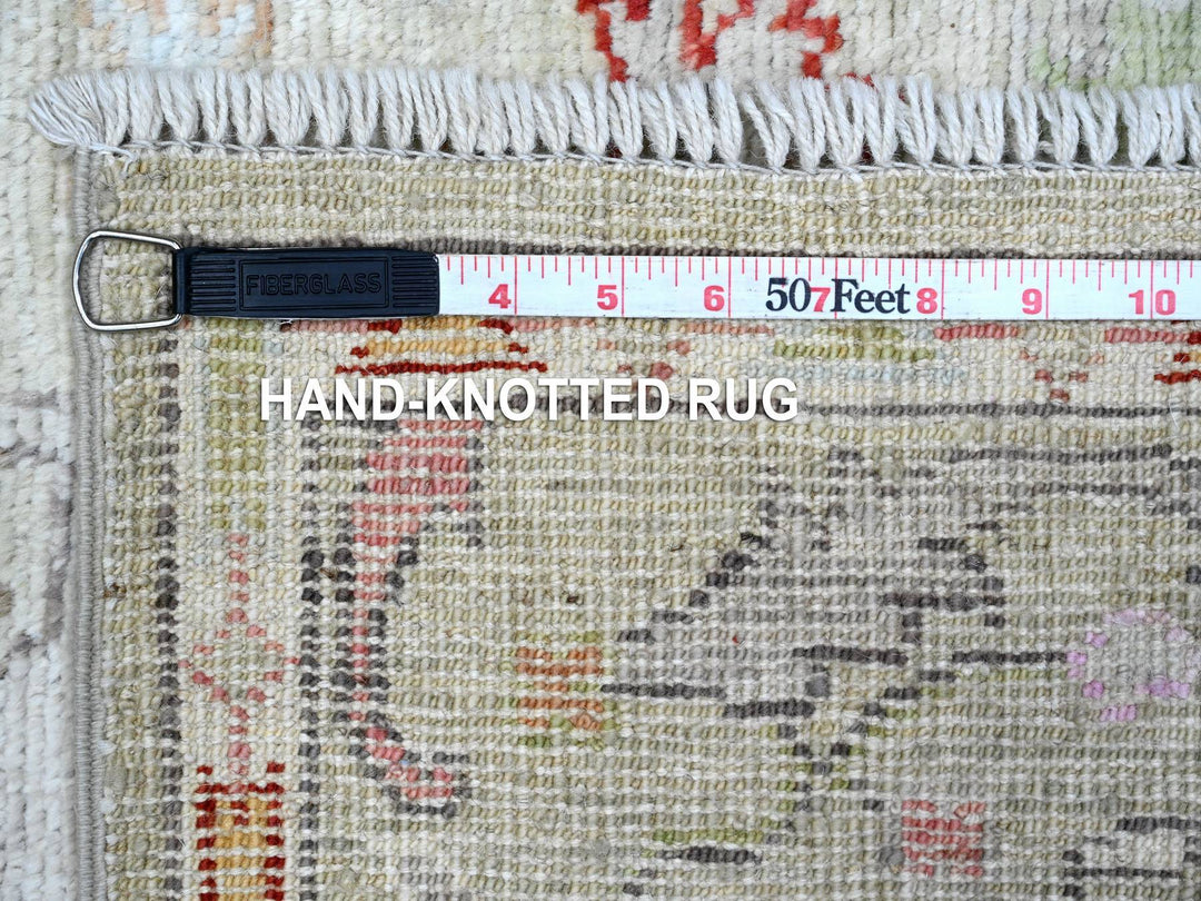 3'9" x 9'7" New Hand Knotted Green Wool Runner Oriental Rug - MOA10289292