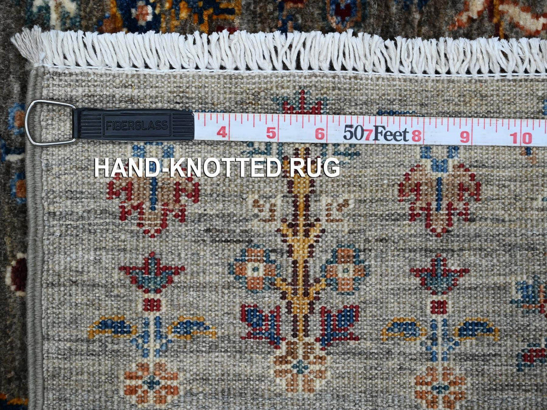 2'9" x 12'0" New Hand Knotted Grey Wool Runner Oriental Rug - MOA10289302