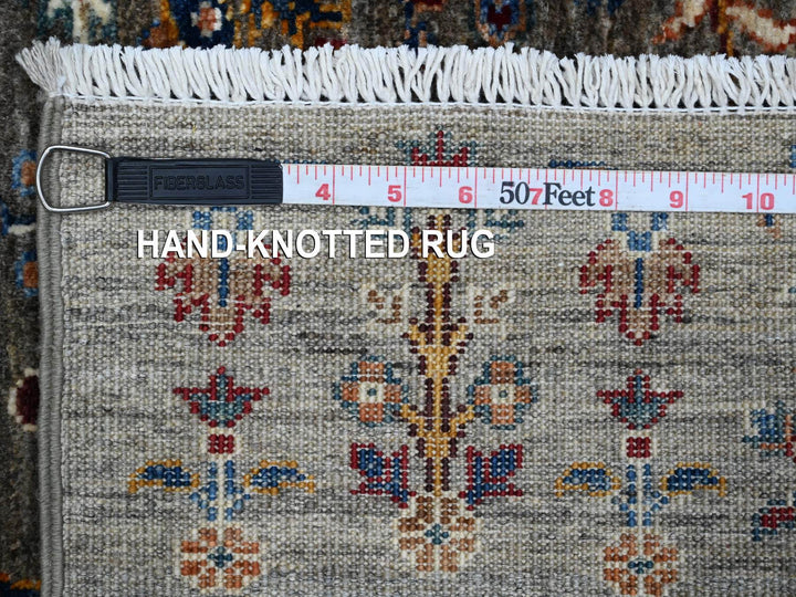 2'9" x 12'0" New Hand Knotted Grey Wool Runner Oriental Rug - MOA10289302