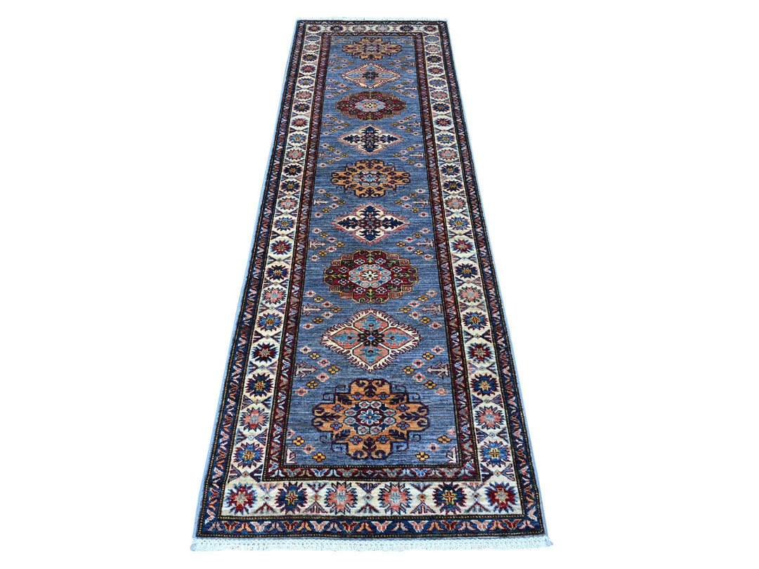 2'7" x 8'4" New Hand Knotted Grey Wool Runner Oriental Rug - MOA10289305