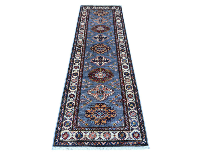 2'7" x 8'4" New Hand Knotted Grey Wool Runner Oriental Rug - MOA10289305