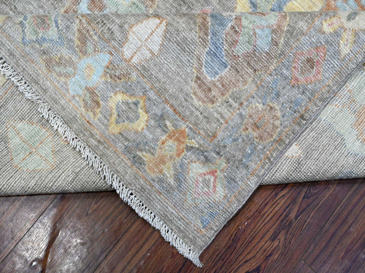 7'11" x 9'8" New Hand Knotted Grey Wool Rectangle Oriental Rug - MOA10289318